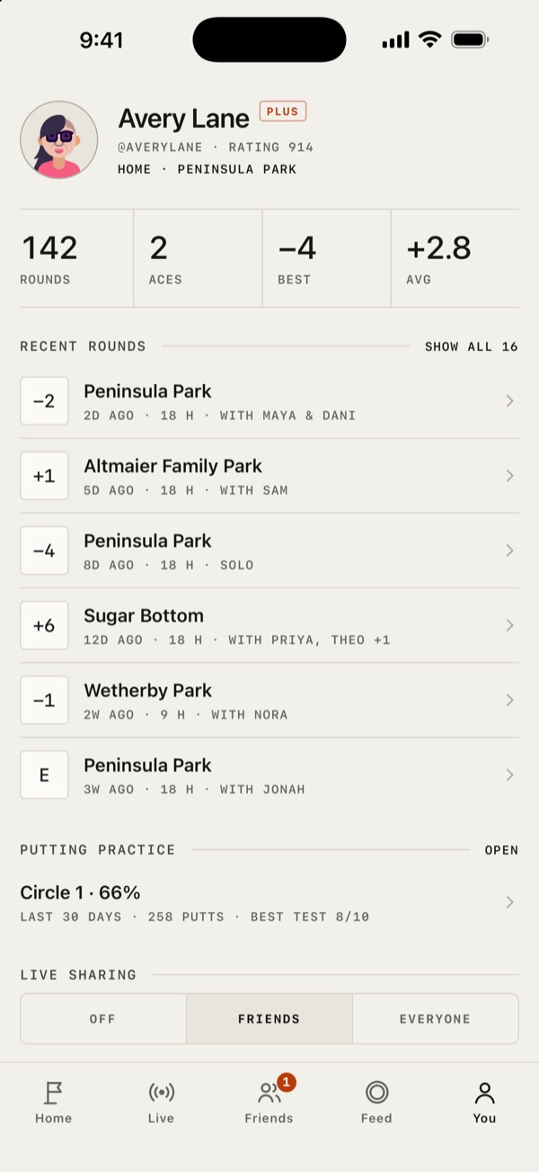 Blackbird Home in light mode: your rating, Start round and Open to play.